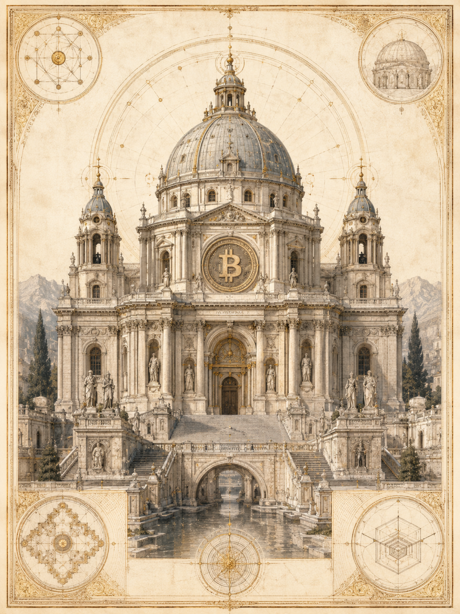 The Cathedral of Time rising in cinematic light — the architecture of proof.